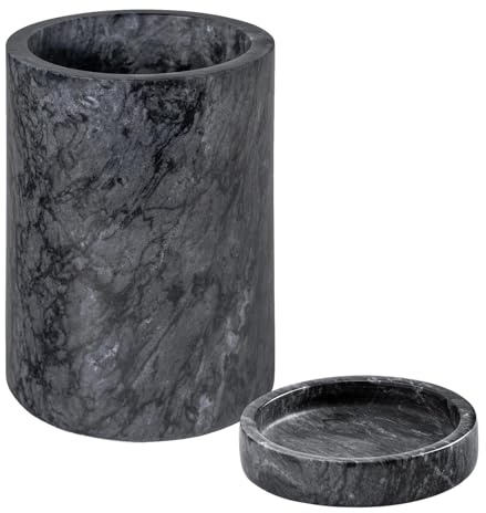 Argon Tableware 2 Piece Marble Wine Coaster and Cooler Set - Standard Modern Style Round Bottle Coaster and Bottle Cooler