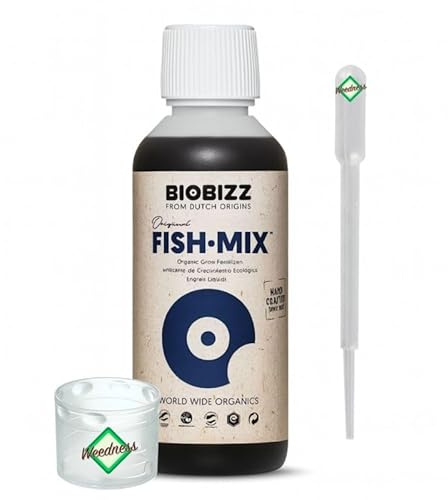 Weedness BioBizz Fish Mix 250 ml - Fertilizante natural Crecer Cultivo de Tomate Líquido Orquídeas Bonsái Orgánico NPK
