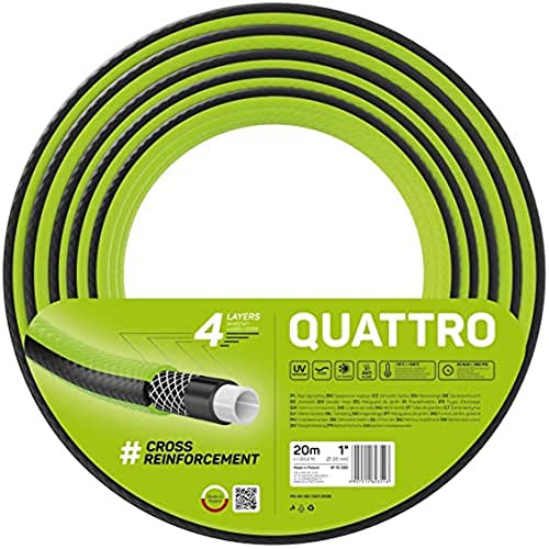 CELLFAST Gartenschlauch Quattro 1 20m 4-lagig | Vierlagiger Wasserschlauch mit formstabilem Kreuzgewebe, UV- und algenbeständig, 20 bar