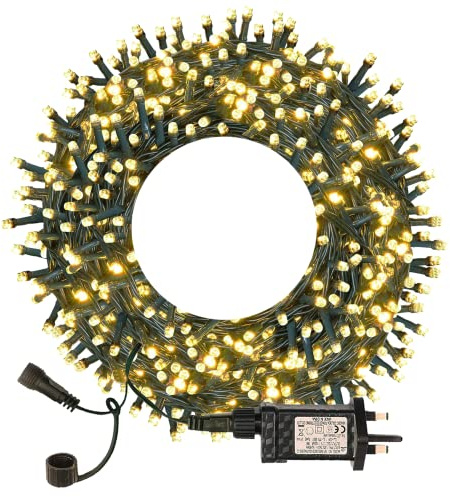 30M LED Fairy Outdoor Lights - 300 LEDs 8 Modes Warm White Christmas Lights Plug-in for Garden, Party, Bedroom, Wedding, Indoor/Outdoor - Mains Powered