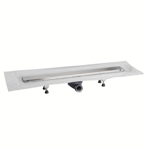 Wirquin 30723239 Caniveau douche à l'italienne Venisio chromé 70 cm avec sortie orientable et grille en inox brossé