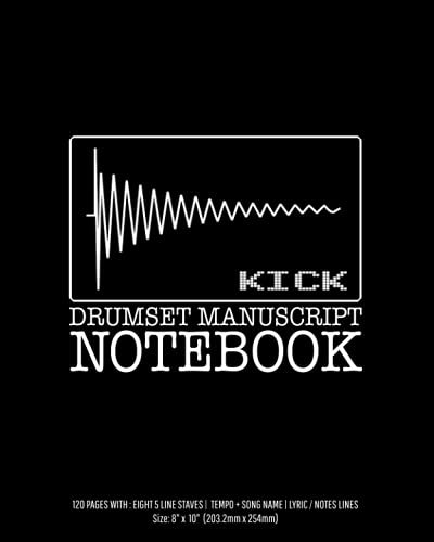 Drumset manuscript notebook: Drums blank sheet music notebook. Accessories for drum lover, drums Teacher & music Students. (8” x 10”, 120 pages) Ideal for musicians, percussionists and song writers