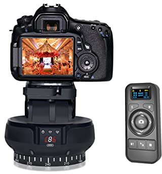 Goshyda Stativkopf, 360°-Drehung, Motorisierte Panorama-Kugelkopfhalterung, mit 1/4-Zoll-Schraube, Drahtlose 2,4-G-Fernbedienung, mit Telefonclip, Tpye-C-Aufladung, für Mobiltelefone,