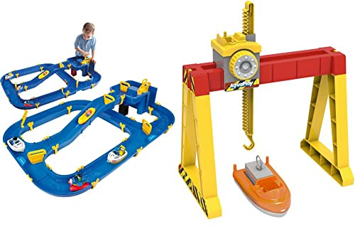 Big - Waterplay Niagara - Wasserbahn blau, 130 x 90 x 22cm große Bahn, ab 3 Jahren & AquaPlay 8700000124 - Container Crane Set - Erweiterungsset für AquaPlay Wasserbahnen,ab 3 Jahren