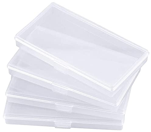 Eleanly 4 Pcs Small Plastic Box Rectangular Empty Mini Clear Plastic Organizer Storage Box Craft Storage Box with Flip Lid for Small Items and Other Craft Projects Jewellery and Pills (4)