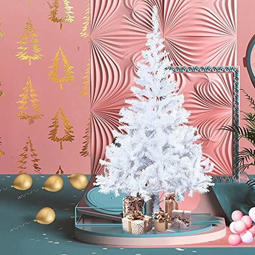 VA-Cerulean - Albero di Natale artificiale, 240 cm, in PVC bianco, con supporto, difficilmente infiammabile, montaggio rapido, decorazione natalizia