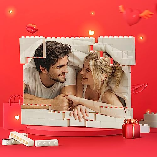 Personalisiertes Baustein Puzzle mit Foto & Text, Foto Puzzle Personalisiert zum Selbst Gestalten, Klemmbausteine Beidseitig Bedruckbar, Fotogeschenk für Mama, Papa & Paare zum Geburtstag Valentinstag