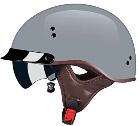 Smilfree Halbschalenhelm mit ECE-Zulassung Motorradhelm für Damen und Herren Erwachsene Rollerhelm Cruiser Chopper Skateboardhelm Motorradhalbhelm mit Visier