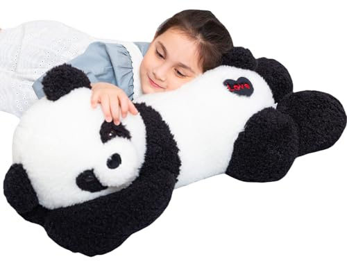 Ours Panda Géant Peluche Jouet Mignon Grand Panda Doux Oreiller de Câlin pour Enfants Petite Fille Coussin de Sommeil Cadeau (80cm/31.4inch)
