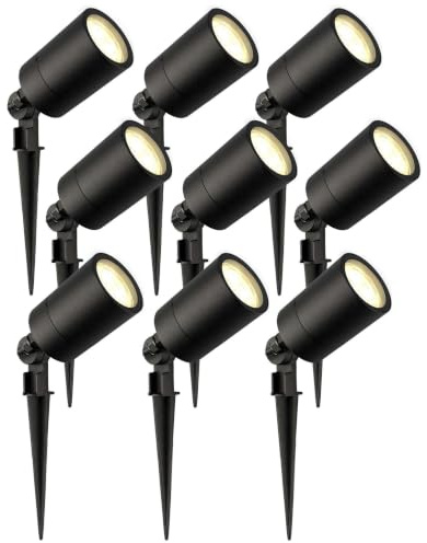 Ledvion 9er Set Gartenstrahler mit Erdspieß IP65 3W 2700K GU10 dimmbar | Fuer Garten Terrasse Einfahrt Wege Beete und dekorative Aussenbeleuchtung