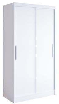 Easy4You K1 100 cm Weiß Schiebetüren Kleiderschrank 100x200x58 cm Schlafzimmermöbel, Aufbewahrung - Mehrzweckschrank - Farbe: Weiß
