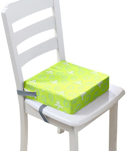 FANSU Kinder Sitzkissen Sitzerhöhung Stuhl, Karikatur Flugzeug Druck Baby Kind Sitzkissen Quadrat Zerlegbar Kleinkinder Esszimmerstuhl ErhöHen Pad Esszimmer Boostersitze (Grün,40x40x10cm)
