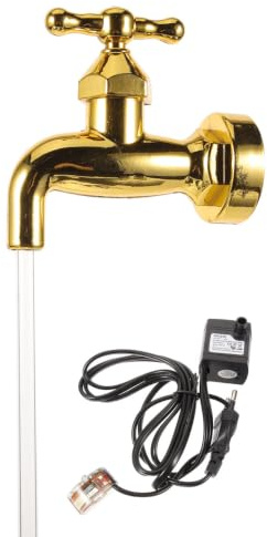 FUNOMOCYA Unsichtbarer Fließender Wasserhahn Brunnen Garten Dekoration | Kreativer Schwimmender Wasserbrunnen Mit Eu-Stecker Für Innenhof Terrasse Und Außenbereich Leuchtender Gartenbrunnen