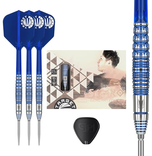 Target Japan Sereno G1 95% Tungsten K-Flex Swiss Point Steeldarts Set, 21G | Toru Suzuki KFlex Dart Flight, Swiss Points, Steeldarts Spitzen mit K Flex integrierten Schäften und Flights