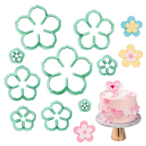 KALAIEN Flower Fondant Cutter,Rose Cookie Cutters for Sugarcraft,9 Pcs Petal Fondant Flower Cutter Set for Cake Cupcake Decoration