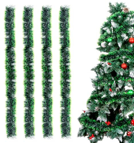 Sprinlot Guirnalda Navidad Verde, 8M Verde Guirnalda Espumillón de Navidad, Guirnalda Abeto Navidad, Espumillon Arbol Navidad Verde, Guirnalda Adorno Arbol Navidad