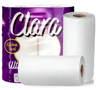 Ultra Absorbent 2 Ply Kitchen Rolls, 120 Sheets Per Roll, Extra Thick & Durable Kitchen Towels for Home, Office, Garage Embossed Paper Towels for Multipurpose Cleaning, Bulk Pack 6 Roll