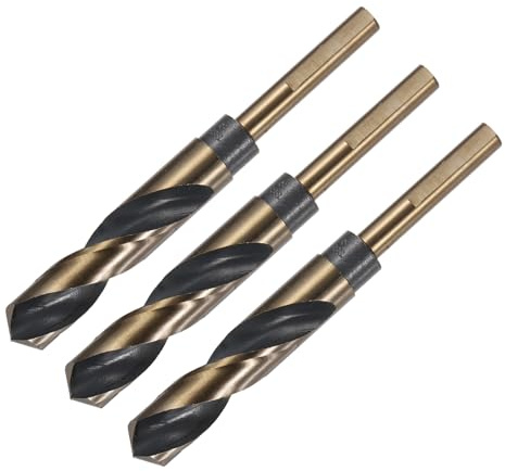 QUARKZMAN 3 Stück Spiralbohrer 18 mm Schwarz Nitrid & Gold Titanbeschichtet | 10 mm Reduzierte Schaft, Metallbohrer Länge 150mm, HSS-4341, für Edelstahllegierung Metall Kunststoff Holz