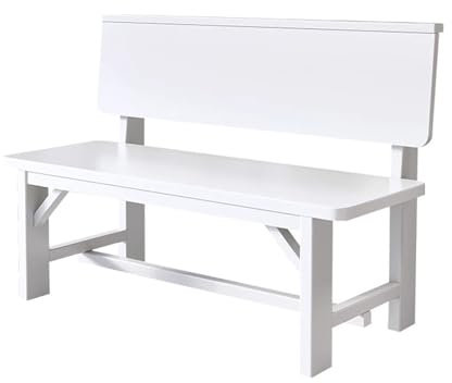KXJPIZIYB Gartenbank mit Rückenlehne, Parkbank für die Terrasse im Freien, Wetterfeste Außenbänke, für Parks, Gärten, Drinnen und Draußen, Tragkraft 500kg(White,150cm)