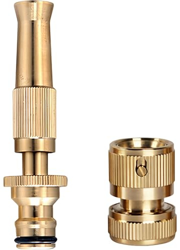 Brass Hose Connector Kit, Adjustable Hose Nozzle, 1/2 Hose End Quick Connector, Garden Outdoor Hoses Tool, Suitable for Gardening, Home Watering, and Car Washing.