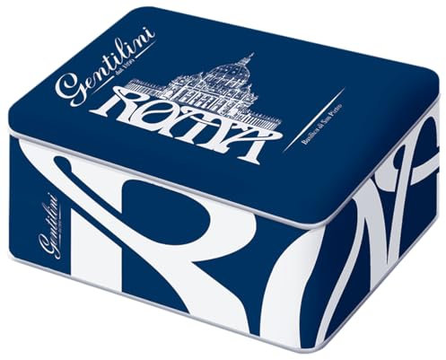 Gentilini Biscottiera San Pietro in Latta Decorativa con biscotti Brasil e Marie 500g