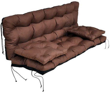 nana shop Coussin pour balancelle de Jardin, Coussin de Banc 150 cm, Coussin de Palette imperméable (Marron)