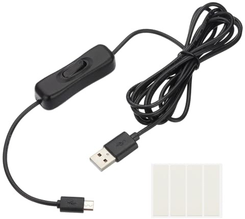 PATIKIL 2M USB Cable with ON/Off Switch, USB Male to Micro USB Male Extension Cord with Foam Double-sided Tape for LED Desk Lamp, Black