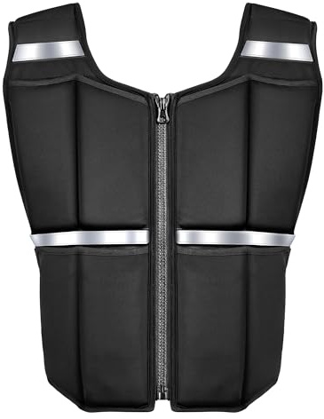 Adjustable Weighted Vest for Men, 45lb/35lb/19lb Rucking Vests for Women Walking with Zipper/16pcs Silicone Weights, Strength Training Workout Vest for Running GYM Home, Removable Reflective Strips