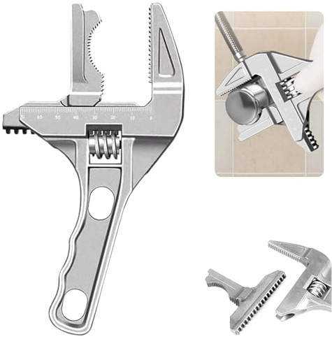 Adjustable Basin Faucet Pipe Pool Crescent Spanner Wrench Wrenches Plumbing Tools for Bathroom Washbasin Tube Nut, 0.2-2.7 Inch Alloy