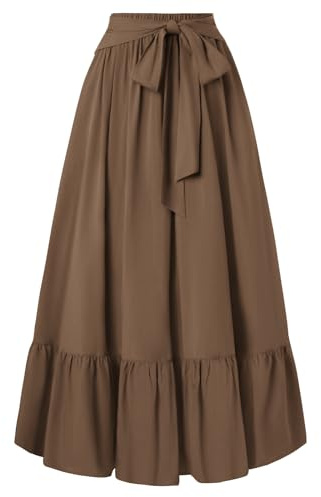 SCARLET DARKNESS Renaissance - Falda tradicional para mujer, estilo vintage, elástica, cintura alta, falda maxi, marrón, XL