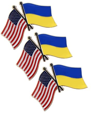 DIKACA 3 Stück Doppel Flaggen Anstecknadel Usa Brosche Legierungs Metall Nationalflagge Pin für Anzug Hemd Dekoration