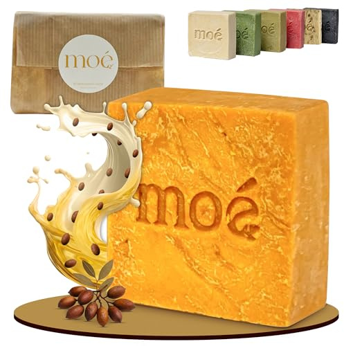 Moè Orange Wildpistazienöl Seife (Bittim Sabun) Handgemacht Für Haut, Haar, Kopfhaut und Gesicht zu Unreinheiten neigende Haut & fettige Kopfhaut (Vegan ohne Zusatzstoffe) ca. 115 g Duschbrocken