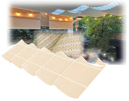 Outdoor-Sonnenschutz, Schieberollo, Markise, HDPE, Dachschattenabdeckung mit Hardware und Kabel für Garten, Terrasse, Party, 1,5 m x 6 m