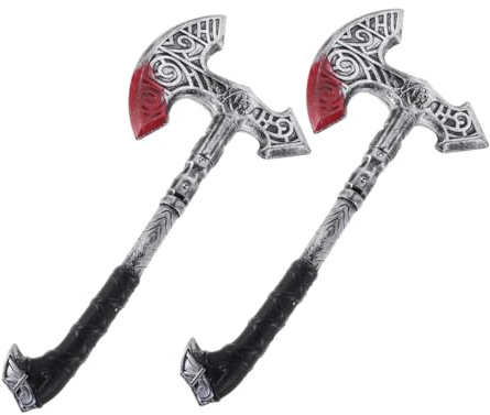 Holibanna 2 Pezzi Asce da Costume Vichingo in Plastica Leggera Accessori per Halloween Cosplay e Party Tema Medievale Prop per Costume da Cavaliere e Antico Dettagli Realistici e