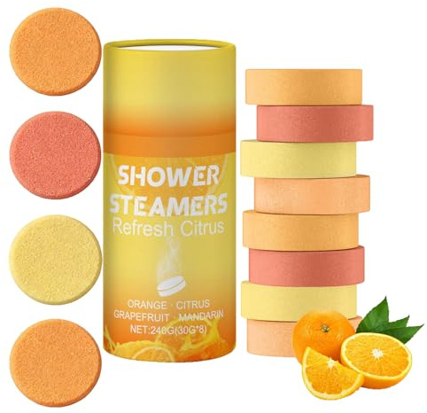 Duschångsset, 8 st, aromaterapi, duschångor, aromaterapi, dofttabs för dusch, olika dofter, trevlig present för kvinnor och män (citrusfrukter)