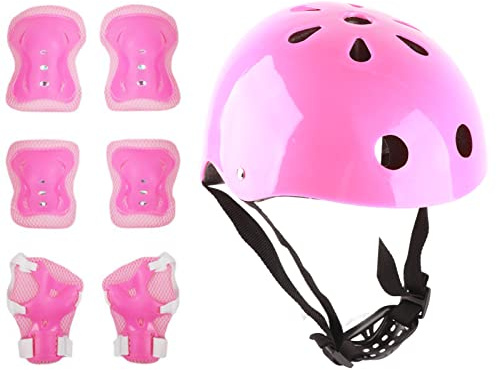 Dilwe Barnhjälm och -kuddar, Skyddsutrustning för Pojkar och Flickor med Armbågsskydd för knä, Bekväma och Justerbara för Cykling och Skridskoåkning