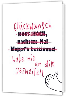 PICTALOO Glückwunschkarte bestandene Prüfung - nie an dir gezweifelt – hochwertige, lustige Grußkarte zum Abitur, Abschluss, Ausbildung, Geschenk Abi, Bachelor, Examen, witzige Karte unter Freunden