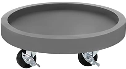 Växtvagn med gummihjul, robust blomstativ för inomhus- och utomhusbruk, rund, rörlig växtplatta med broms och metallrulle (färg: grå, storlek: 60 cm/23,6 tum)