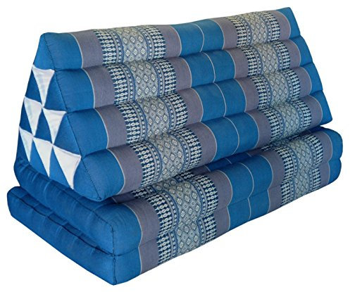 Wilai Kapok 81917)) Coussin thaï, coussin de yoga, coussin de massage, coussin de tant, coussin d'assise - Bleu/gris (Coussin avec deux coussins XXL 79 x 49 x 46 cm)