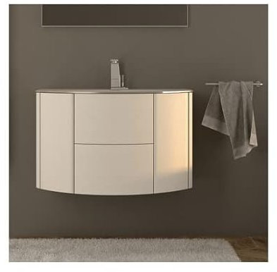 Bagno Italia Badezimmermöbel Eden aufgehängt 90 cm 4 Farben Waschbecken aus weiß Kristallglas