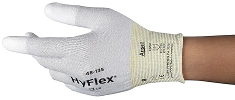 Sensilite Ansell HyFlex 48-135 Arbeitshandschuhe, Vielseitig Einsetzbarer Handschuh, Heimwerker-, Renovierungs-, Mechanik-Arbeiten, Industrie PSA Damen Herren, Weiß, Größe XS (12 Paar)