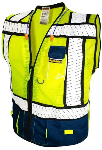 KwikSafety - Charlotte, NC - SHERIFF Safety Vest [Multi-Use Pockets] Class 2 ANSI OSHA High Visibility Vis Reflective Heavy Duty Solid Mesh Zipper HiVis Construction Surveyor Work Men/Blue Small