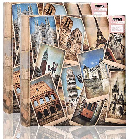 Arpan 2 x Photo Album 200 6 X 4'' / 15 x 10 cm Photos Slip in Picture Album CD/DVD Pocket Memo Writing Area - Gifting Album (UK-European Travel)