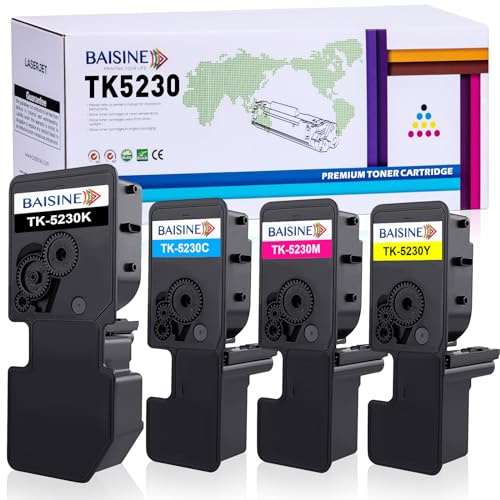 BAISINE 4-Pack Ecosys P5021cdw Toner Kompatibel Kyocera TK-5230 TK5230 Toner-Kartusche TK-5230K TK-5230C TK-5230Y TK-5230M 1t02r9bnl0 für ECOSYS M5521cdn M5521cdw P5021cdn P5021cdw