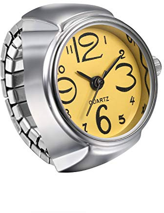 JewelryWe Ringuhr Fingeruhr Herren Damen rund Analog Quarz Elastisch Legierung Ring Uhr Uhrenring