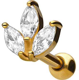PIERCINGLINE Chirurgenstahl Ohrpiercing | Kristallblätter | Ohr Stecker Piercing Schmuck | Farbauswahl
