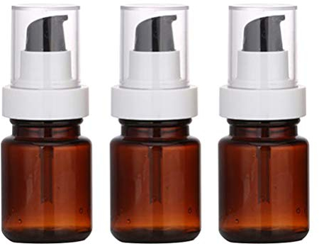 TOPBATHY Lot De 3 Bouteilles À Pompe Vides 60Ml en Pet Teinté Brun pour Huiles Essentielles Cosmétiques Voyage Usage Quotidien