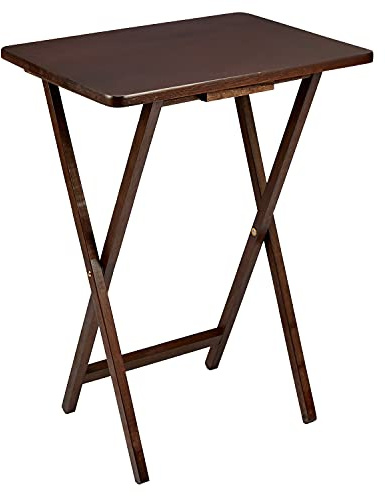 Unibos Indoor &Outdoor Tea Coffee Snacks Garden Camping TV Laptop Portable Folding Sturdy and Durable Rubber Wood Table (Dark Walnut)