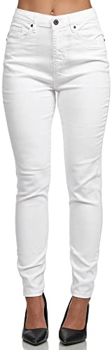 Tazzio Jeans Damen High Waist Denim Slim Skinny Fit Jeanshose Stretch Hose F101 Weiß 44