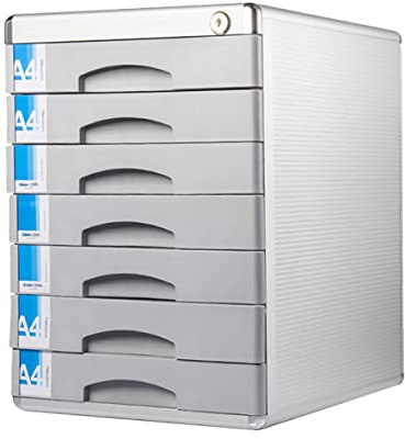 TUKA-i-AKUT Metall Schubladenbox Abschließbar 7 Fächer A4, mit Beschriftungsfeldern, Dokumenten Aufbewahrung Ablagebox Aluminiumlegierung, Robust u Stabil Ordnungsbox Dokumentenbox, TKD8601-7F